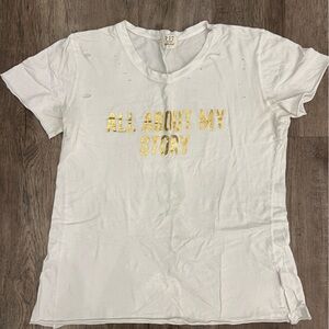 All about my story distressed shirt